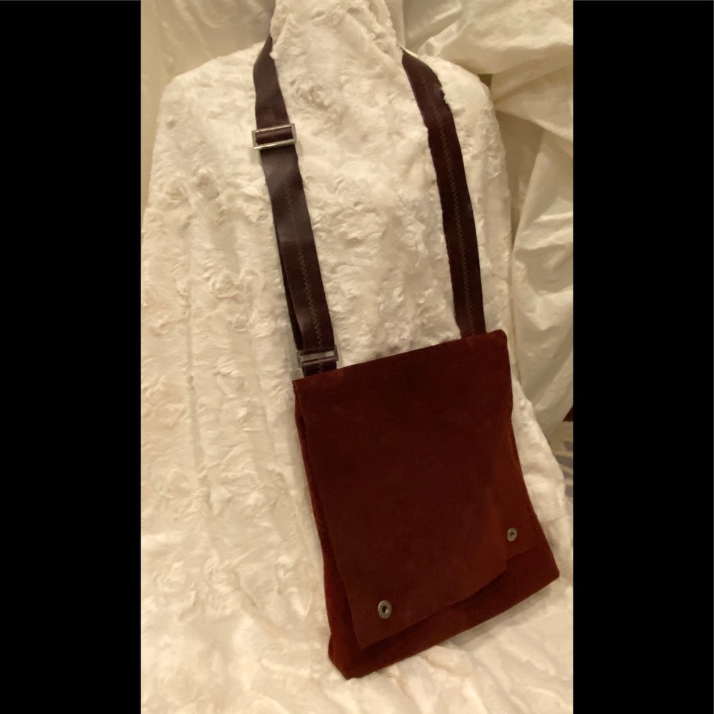 Red Burgundy Suede Almas Cross Body Satchel